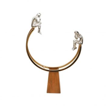 Auc 021 Gold Hılal Gumus Dusunen Adamlar Dekor 30x10x46 Cm