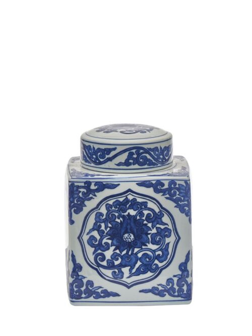 Fng 001 Mavi Çiçek Desenli Kare Küp 16*16*22 Cm