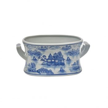 Fng 008 Manzara Desenlı Pot 30x22x15 Cm Mavi
