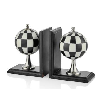 1bea-003 Mop Globe Damalı Kitap Tutucu Siyah Beyaz
