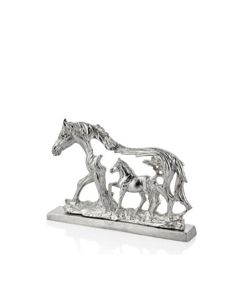1bht-524948 Horse 2lı At Dekor 29,5x5x20cm Gümüş