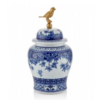 1da-20258 Asıa Bleu Blanc Kuslu Kup Buyuk 16.4x16.4x33 Cm