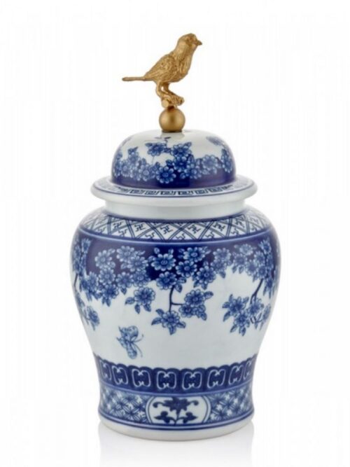 1da-20258 Asıa Bleu Blanc Kuslu Kup Buyuk 16.4x16.4x33 Cm