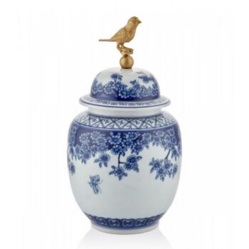 1da-20259 Asıa Bleu Blanc Kuslu Kup Orta 16.3x16.3x30 Cm