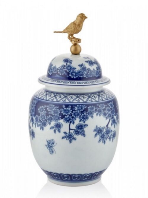 1da-20259 Asıa Bleu Blanc Kuslu Kup Orta 16.3x16.3x30 Cm