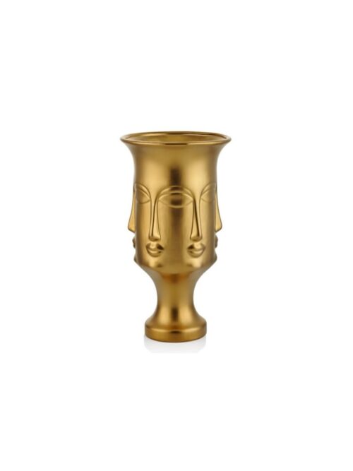 1fcr-20210c Vıvallı Buddha Suratı Vazo 36,6 Cm Gold