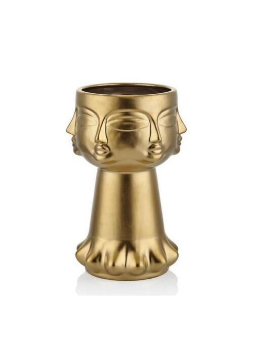 1fcr-20211c Vıpola Buddha Suratı Vazo 30,7 Cm Gold