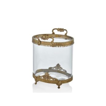 1hq-22877 Gallant Antik Kulplu Oval Kavanoz 15x13x19cm Altın