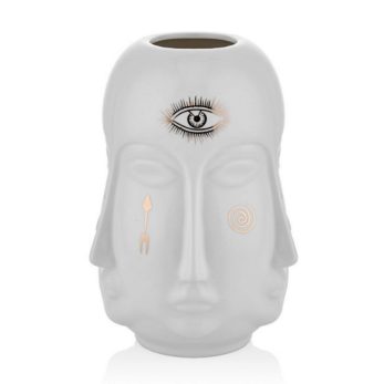 1jb-17056awg Vıpassı Gold Detaylı Buddha Vazo 25.6 Cm Beyaz
