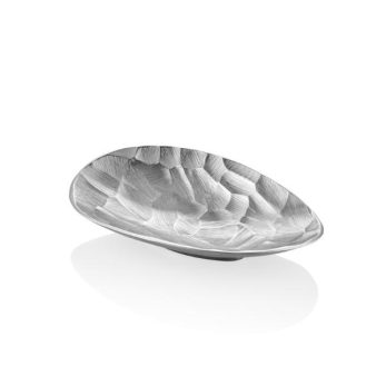 1meh-132100s Comb Oval Dekoratif Küçük Boy Tabak 31,5x19,5x6,5cm Gümüş