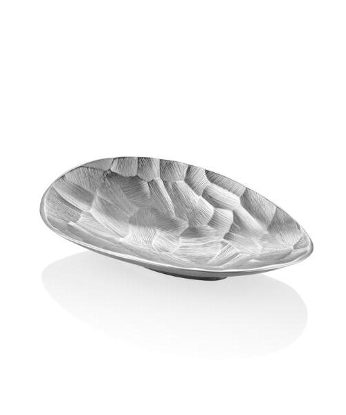 1meh-132100s Comb Oval Dekoratif Küçük Boy Tabak 31,5x19,5x6,5cm Gümüş