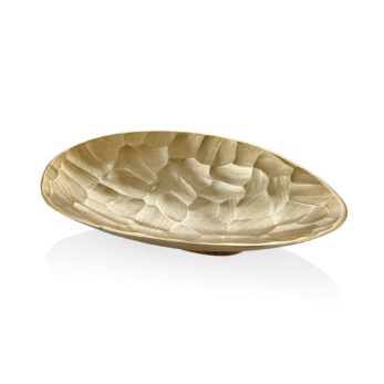1meh-132101g Comb Oval Dekoratif Büyük Boy Tabak 38x25x7cm Altın