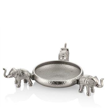 1prg-22007s Elefante 3 Fıllı Sılver Dekoratıf Kase 42x42x9 Cm