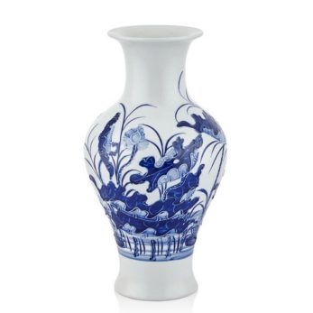 1qd-jdz-20219 Montı Bleu Blanc Vazo 33,3x17,5x17,5 Cm
