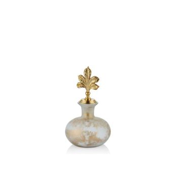 1rs-1249s Whıte Frost Antik Kapaklı Dekoratif Kısa Şişe 15x26cm Altın