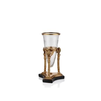 1tr-26905b Zeus Konik Camlı Brass Küçük Boy Vazo 23x23x45