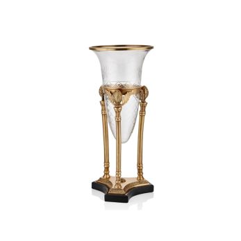 1tr-26918b Zeus Konik Camlı Brass Büyük Boy Vazo 25,5*25,5*59,5 Cm