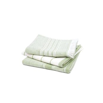 Elis 3lü Kurulama Havlusu %100 Pamuklu 40x60 Cm Baskılı Açık Yeşil-krem