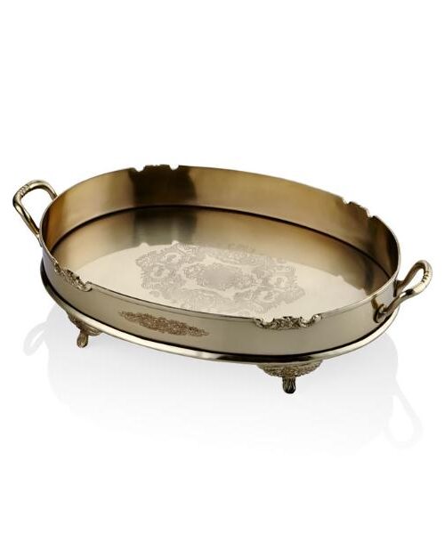 1mg-83sb Black Pearl Kuslu Küçük Boy Tepsi 44x26x8cm Altın