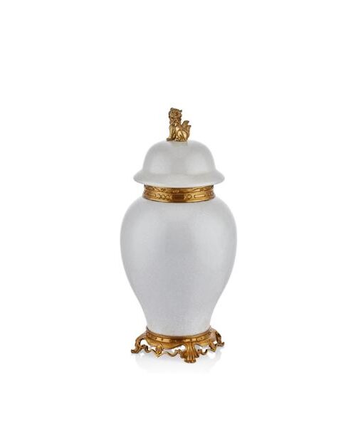 1qd-ctl-039 Pegasus Aslan Detaylı Vazo Beyaz