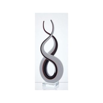 1zb-4464 Spıral Glass Decor 14x8x40cm Beyaz Siyah
