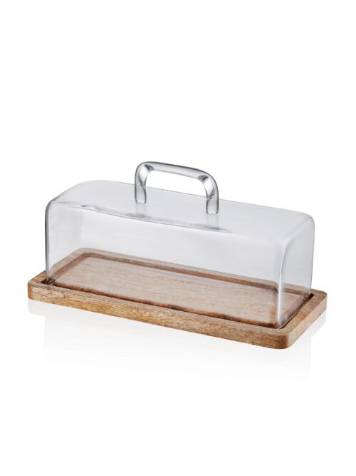 Cam0393 Madera Kek Saklama Fanusu 15x32x14 Cm