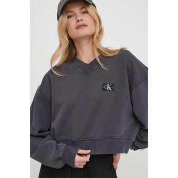 Ck J20j223079 Woven Label Washed V-neck Kadın Sweatshırt