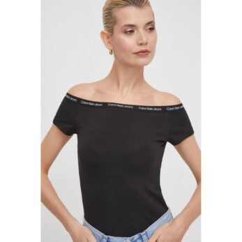 Ck J20j223098 Logo Elastıc Bardot Top Kadın Bluz