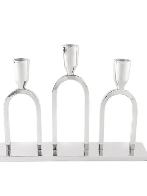 P289.349035 3lü Şamdan 28x6x22cm Gümüş