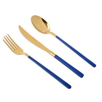 Paint Blue Titanyum Gold 18 Parça Kaşık Takımı
