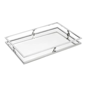 P256.310417 Metal Dikdörtgen Aynalı Tepsi 41x26x5cm Gümüş
