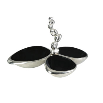 Ak.ıv0266 Çakıl 3lü Çerezlik 23x28x17 Cm Silver Siyah