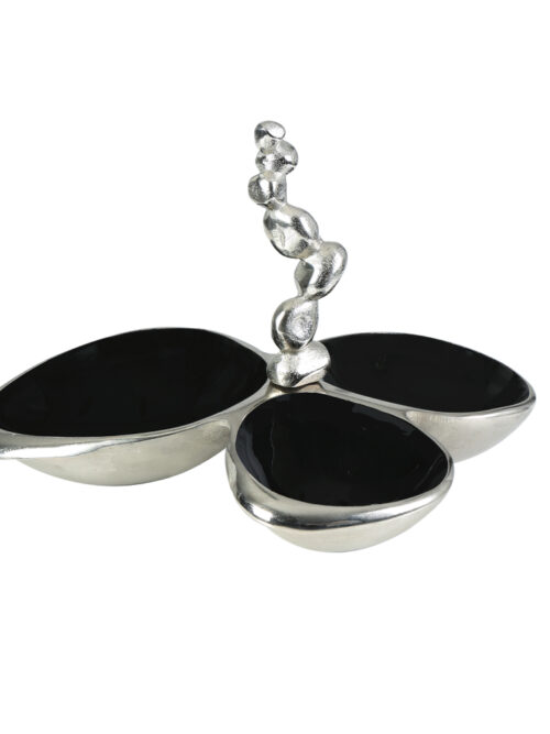 Ak.ıv0266 Çakıl 3lü Çerezlik 23x28x17 Cm Silver Siyah