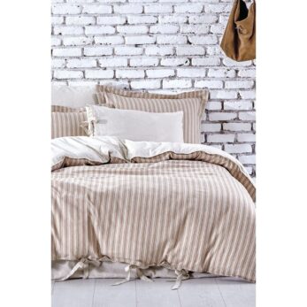 Ala Çift Kişilik Nevresim Takımı %100 Organik Pamuk Keten 200x220cm