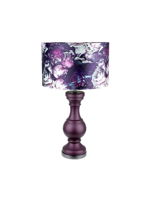 Mc 453 Camlı Çiçekli Abajur 71 Cm Mor