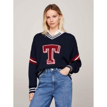 Th Dw0dw18519 Tjw Letterman Sweater Kadın Sweaters