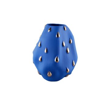 Yy 071 Damlalı Mavi Vazo 33cm Altın