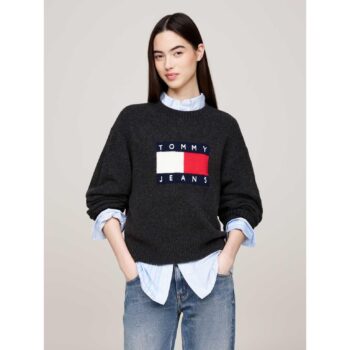 Th Dw0dw18681 Tjw Melange Flag Sweater Ext Kadın Kazak - Görsel 17