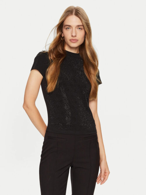 Guess W4bı26j1314 Ss Mock Neck All Ove Kadın Tshırt