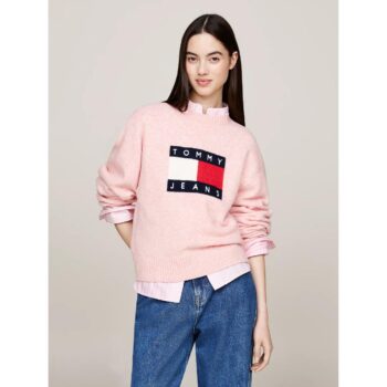 Th Dw0dw18681 Tjw Melange Flag Sweater Ext Kadın Kazak - Görsel 23