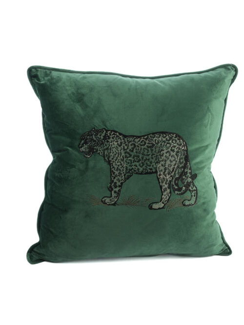 Mk01.049396 Leopar Nakışlı 55x55 Yastık Yeşil