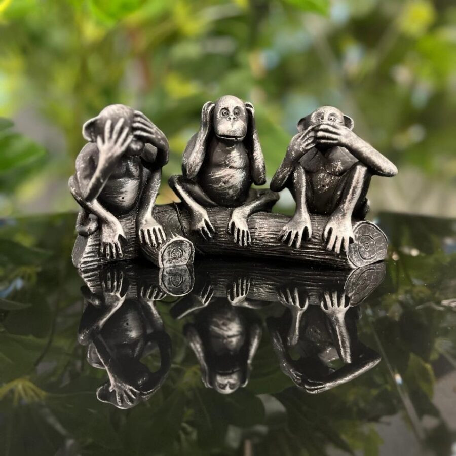 109952 Tavolo 3lü Maymun Biblo Siyah Gümüş - Görsel 3