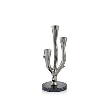 1ag-008s Erıka 3lü Mumluk 12,5x12,5x32cm Gümüş