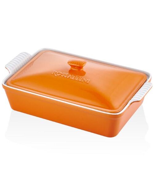 1fk-4575lor Rossallını Lıfe Büyük Dikdörtgen Kapaklı Fırın Kabı 38x23x8,5cm Turuncu