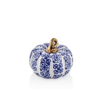 1jb-201906 Pumpkın Mavi Beyaz Gold Saplı Dekoratif