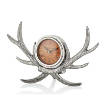 1prg-22074s Antler Boynuz Masa Saatı Sılver 35.5x11.5x22.8 Cm