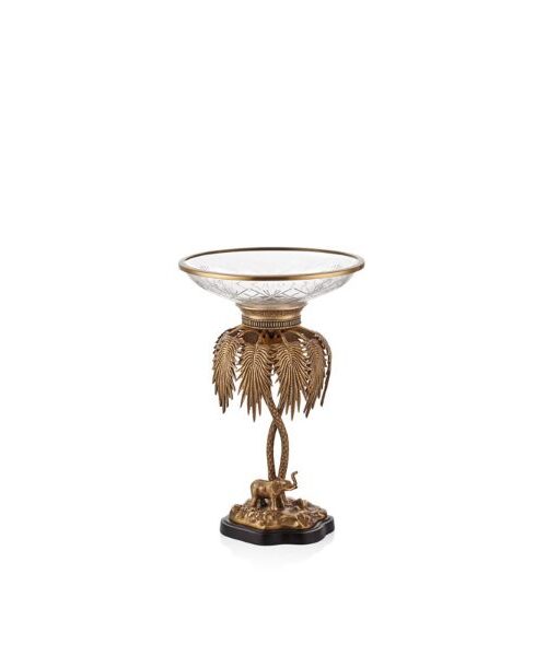 1tr-26887b Palme Fıl Detaylı Meyvelık 33x33x51.5 Cm Gold