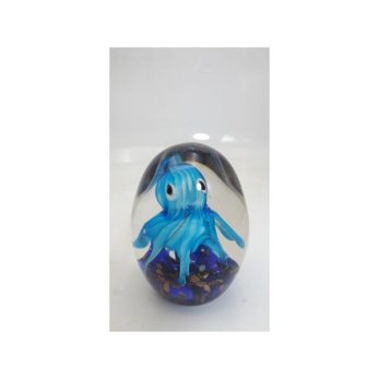 1zb-2606 Octopus Ink Glass Dekor 9x9x11cm Mavi