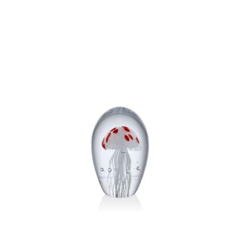1zb-2697 Jellyfısh Glass Dekor 7x7x12cm Kırmızı Beyaz