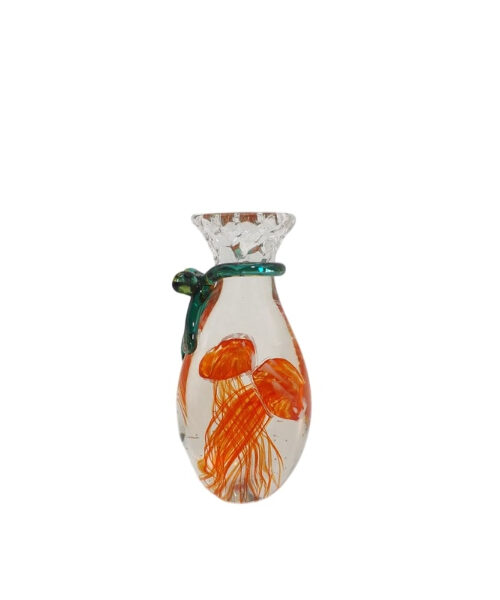 1zb-8183 Jellyfısh In Bag Glass Decor 11x8,5x20cm Orange